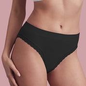 Bellissima: Slip senza cuciture a costine con pizzo Nero
