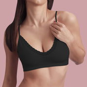Bellissima: Bralette costina con pizzo Nero