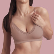 Bellissima: Bralette costina con pizzo Nude
