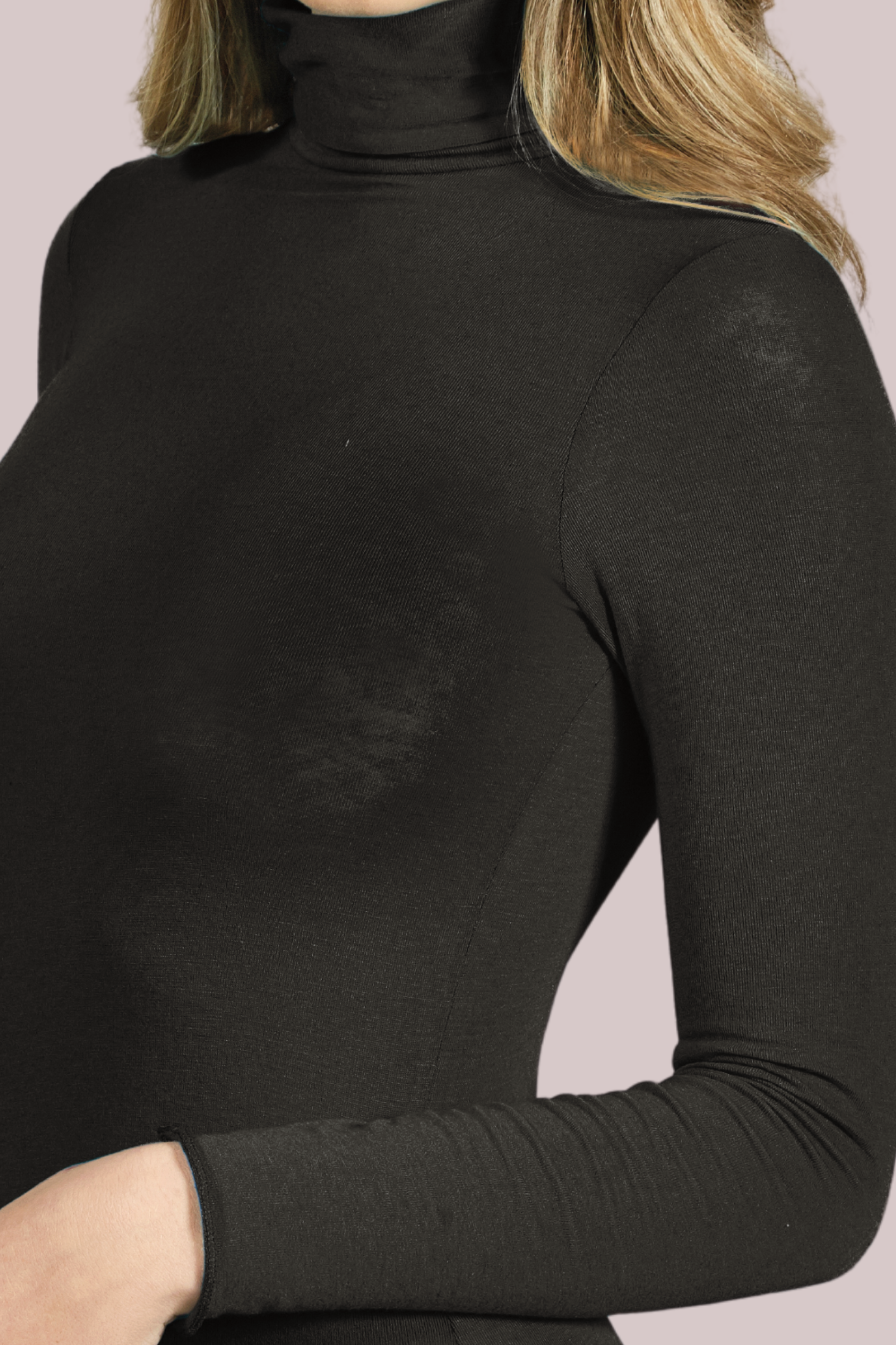 Bellissima: Maglia intima collo alto in Cashmere “Superlight” caldo e sottile Nero