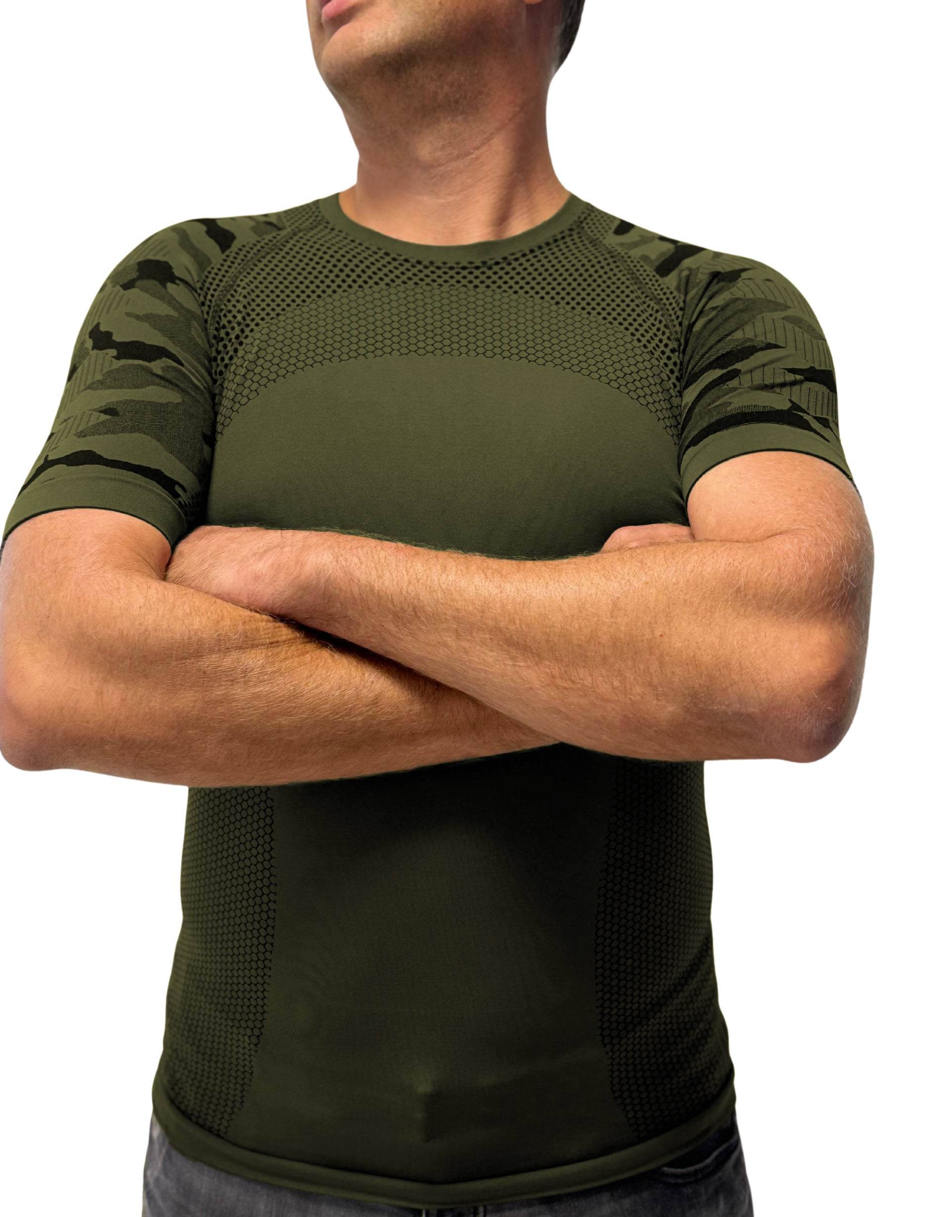 Bellissima: Maglia TERMICA light traspirante in tessuto tecnico Dryarn Verde Oliva