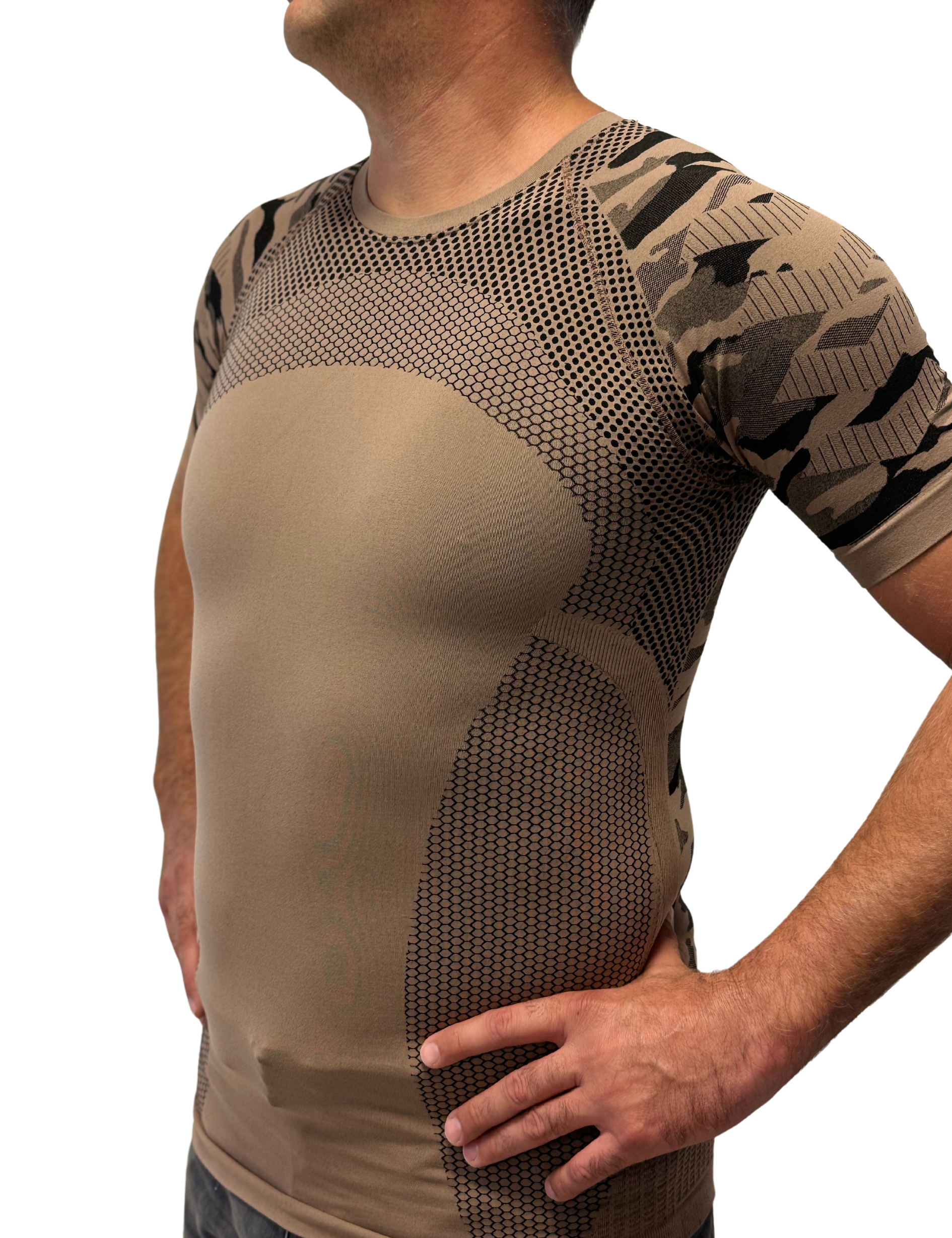Bellissima: Maglia TERMICA light traspirante in tessuto tecnico Dryarn Tan