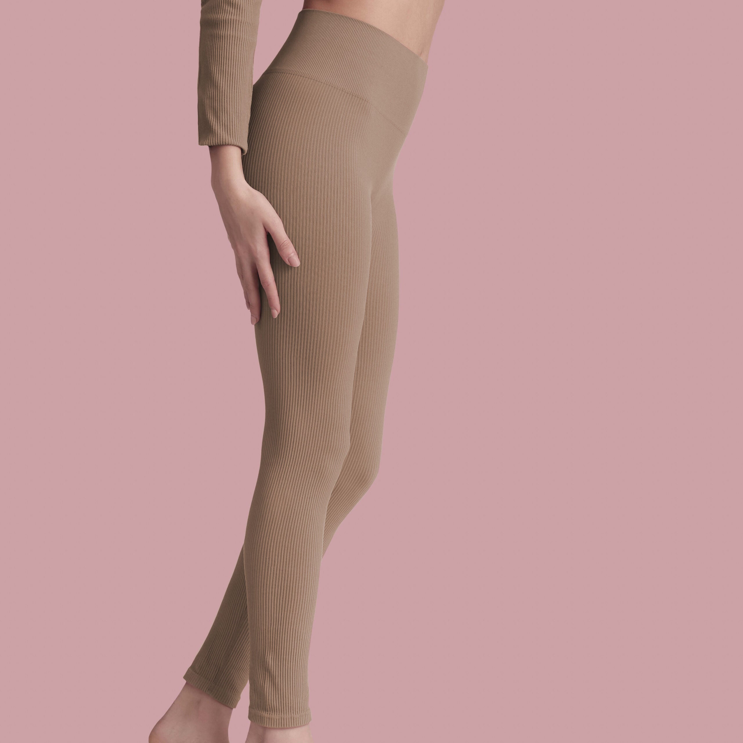 Bellissima: Leggings homewear in costina Cammello