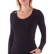Bellissima: Maglia Scollo Americano Manica Lunga Nero