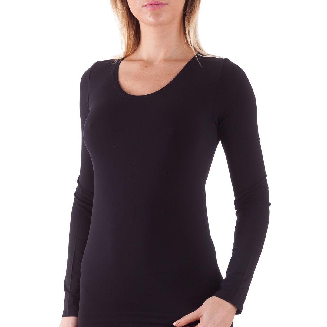 Bellissima: Maglia Scollo Lollo Manica Lunga Nero