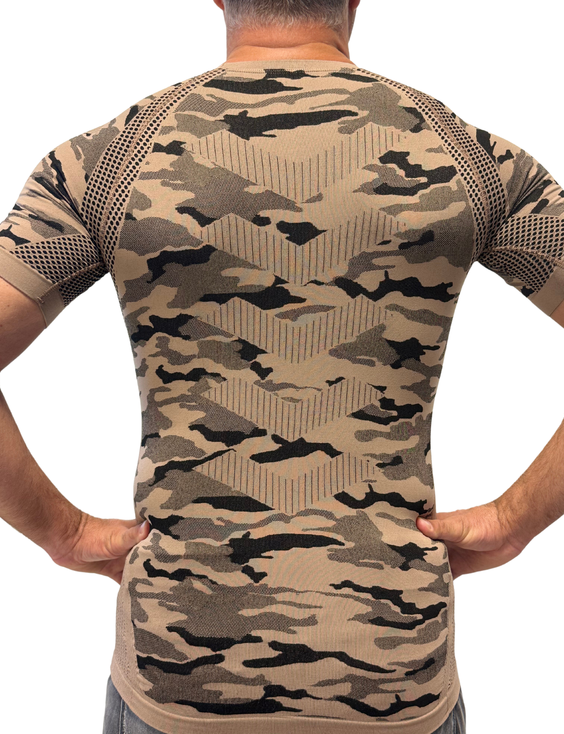 Bellissima: Maglia TERMICA light traspirante in tessuto tecnico Dryarn Tan