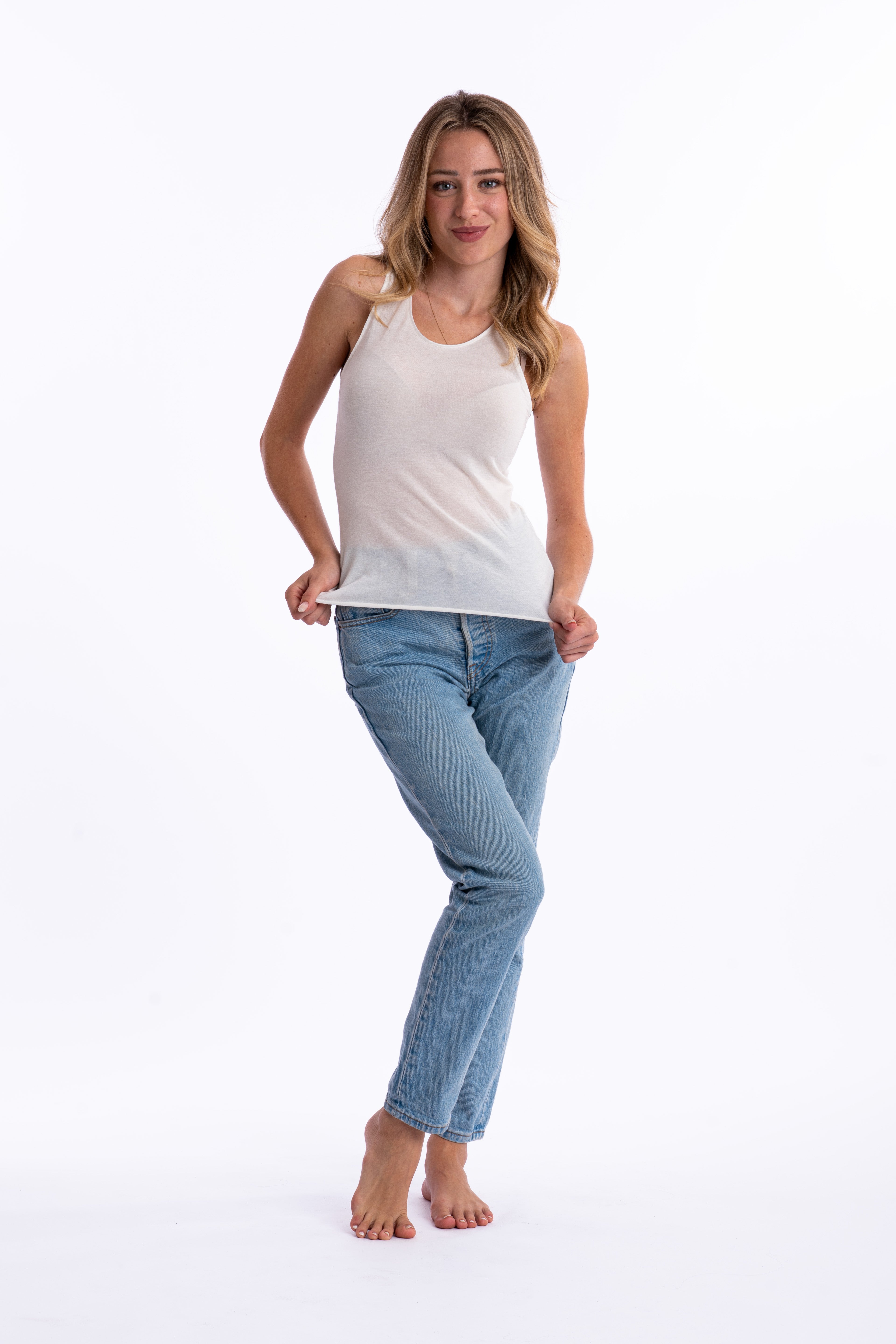 Canotta spalla larga in cashmere Superlight