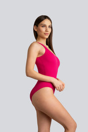 Bellissima: Costume mono-spalla Piquet Fucsia