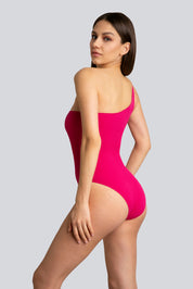 Bellissima: Costume mono-spalla Piquet Fucsia
