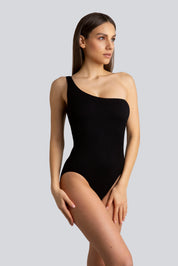 Bellissima: Costume mono-spalla Piquet Nero