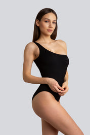 Bellissima: Costume mono-spalla Piquet Nero
