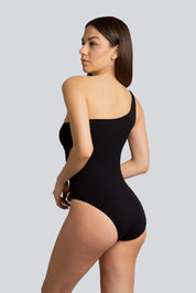 Bellissima: Costume mono-spalla Piquet Nero