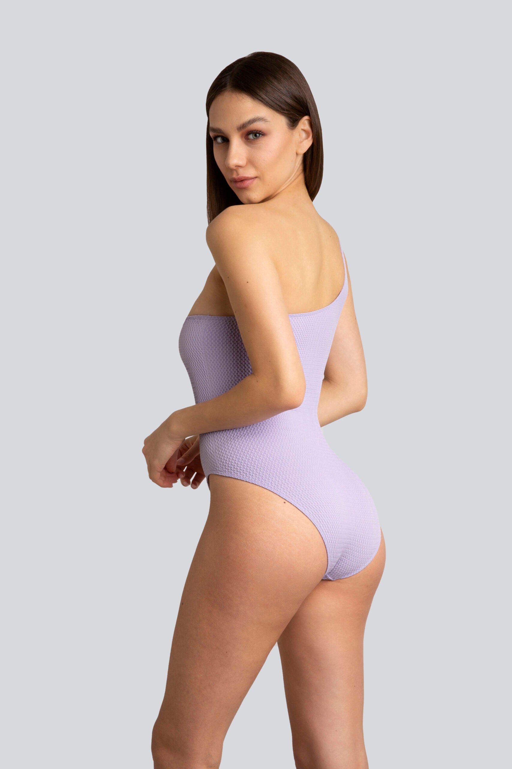 Bellissima: Costume mono-spalla Piquet Orchidea