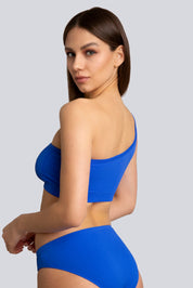 Bellissima: Top mono-spalla Piquet Blu
