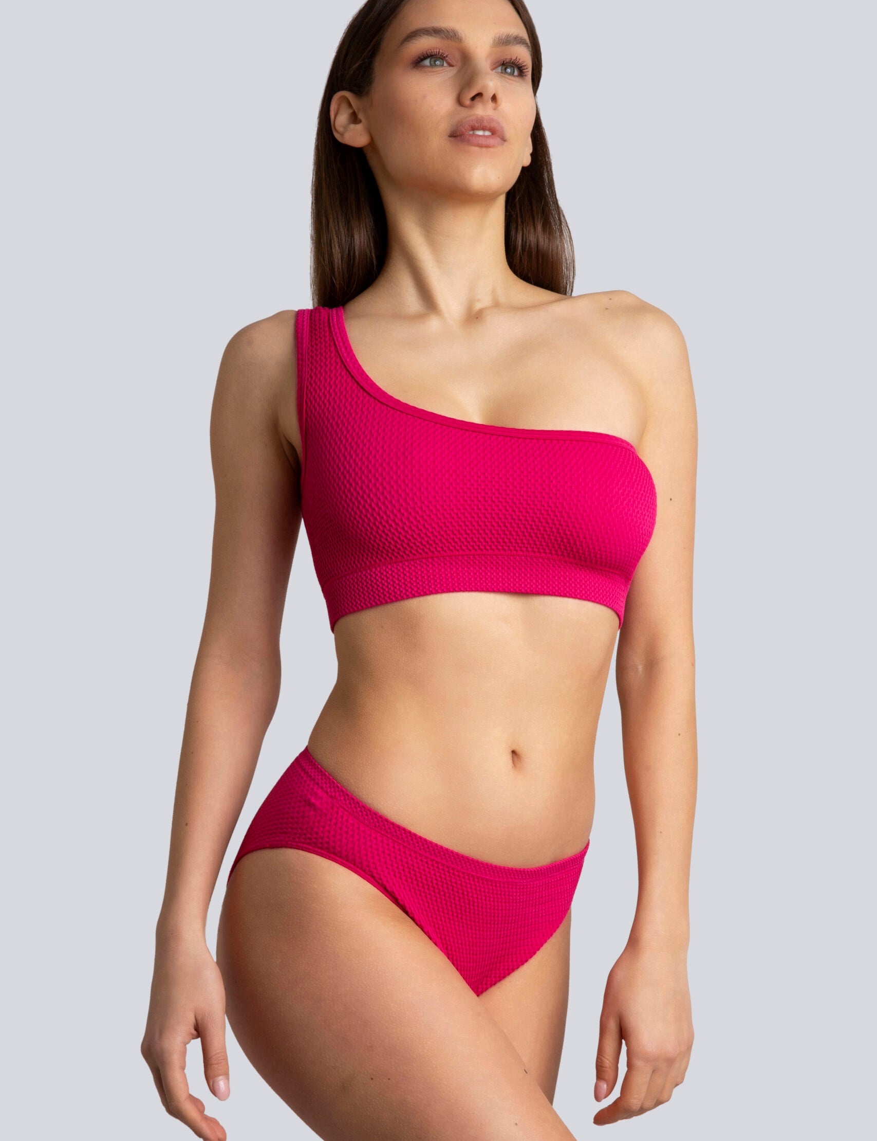 Bellissima: Top mono-spalla Piquet Fucsia