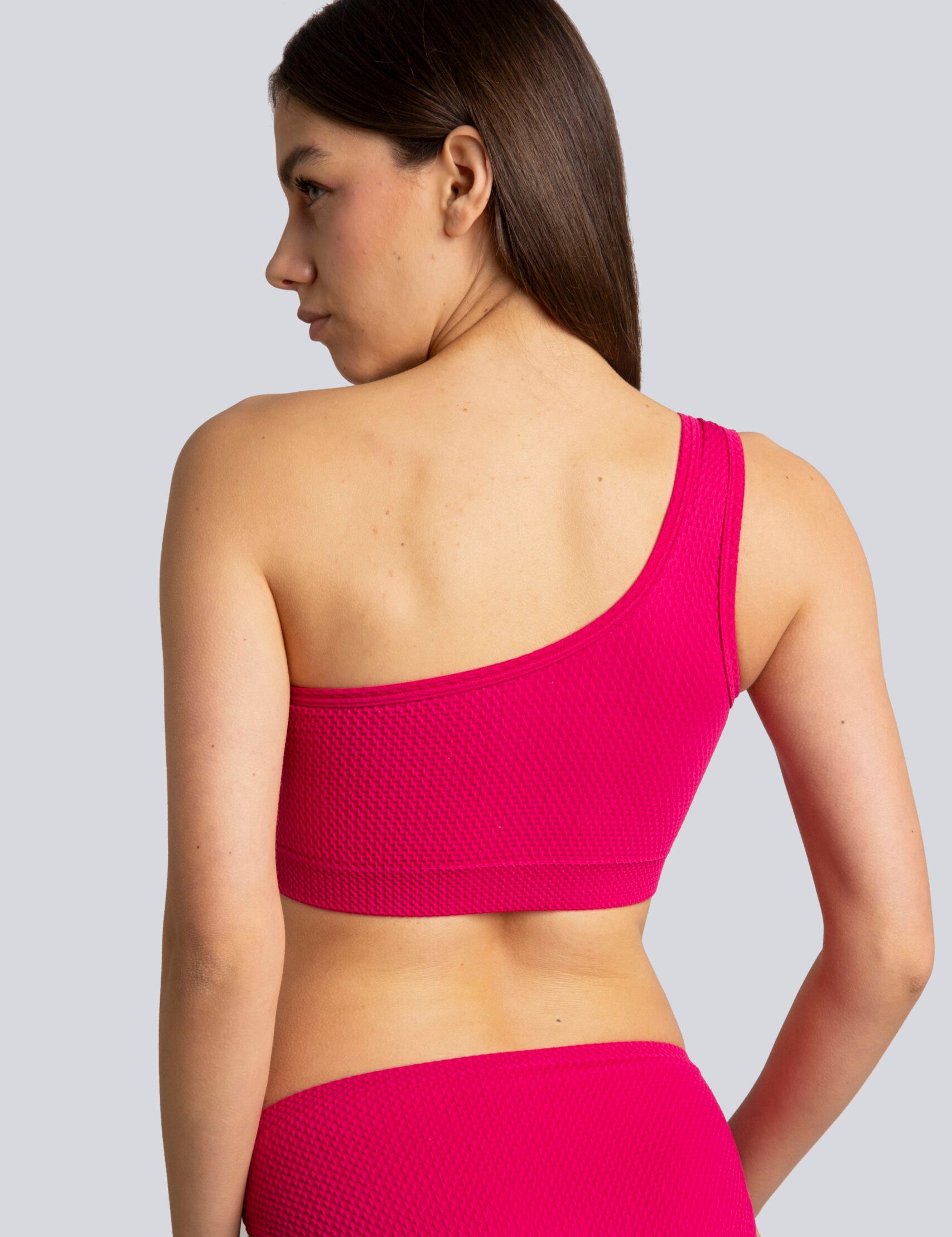 Bellissima: Top mono-spalla Piquet Fucsia