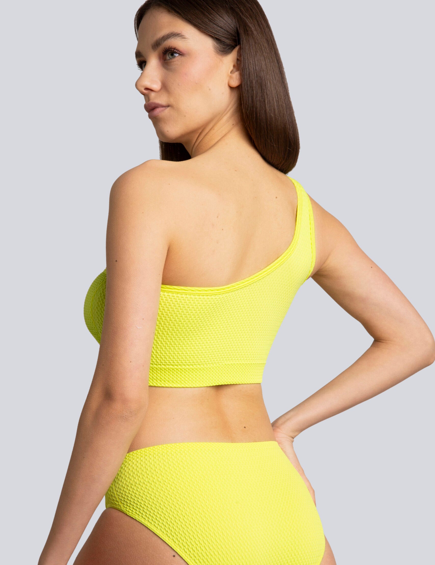 Bellissima: Top mono-spalla Piquet Lime