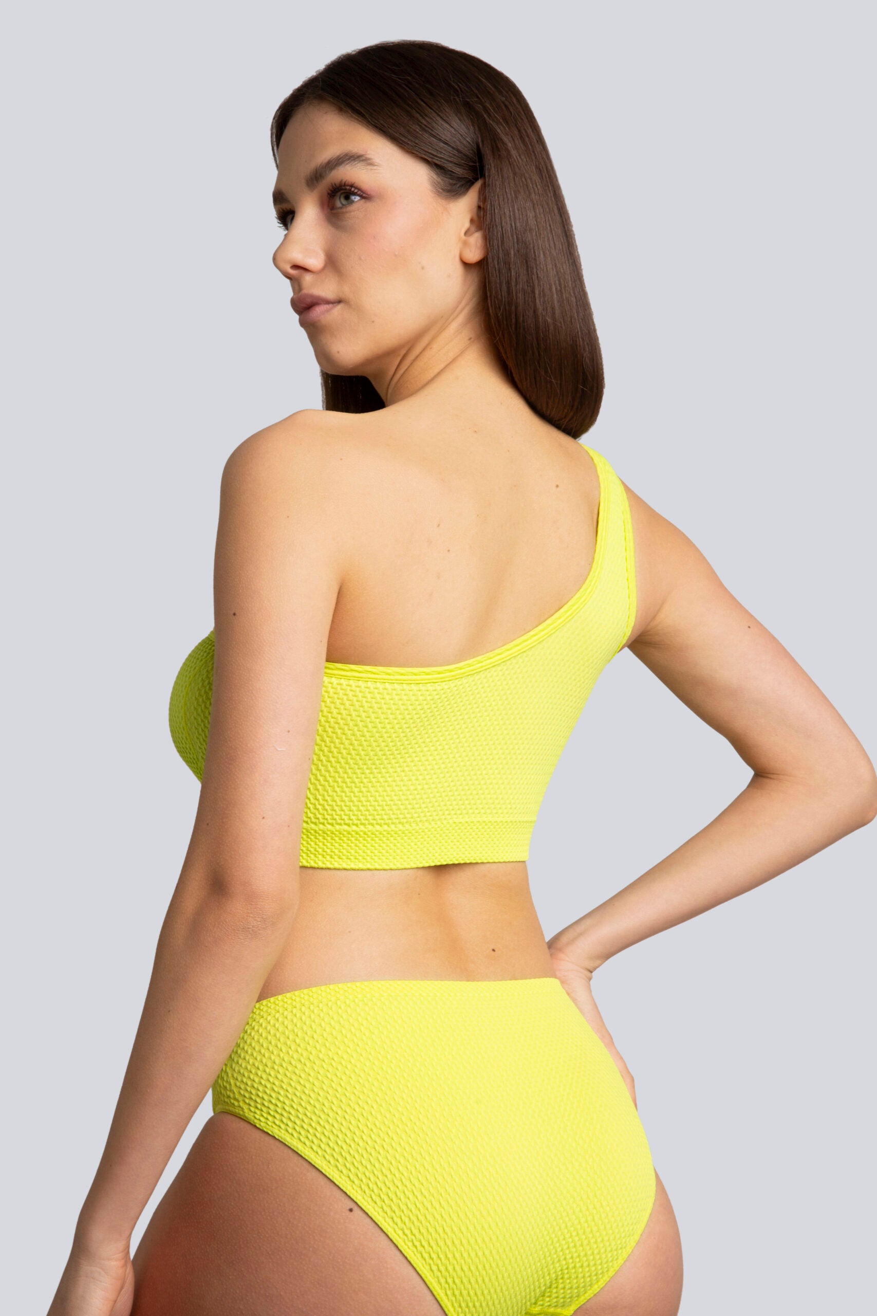 Bellissima: Top mono-spalla Piquet Lime