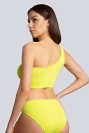 Bellissima: Top mono-spalla Piquet Lime