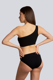 Bellissima: Top mono-spalla Piquet Nero