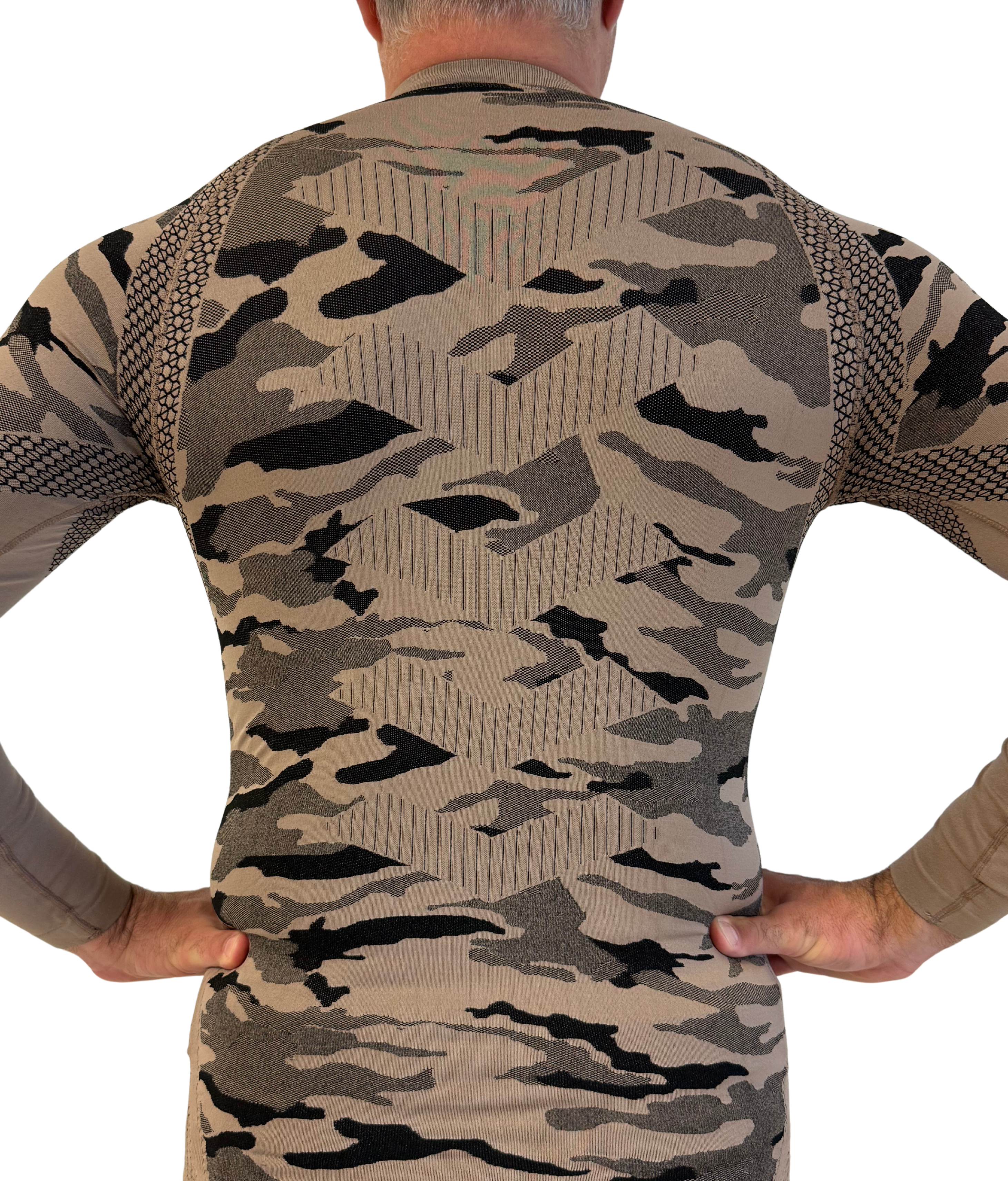Bellissima: Maglia TERMICA manica lunga traspirante in tessuto tecnico Dryarn Tan