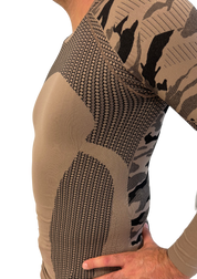 Bellissima: Maglia TERMICA manica lunga traspirante in tessuto tecnico Dryarn Tan