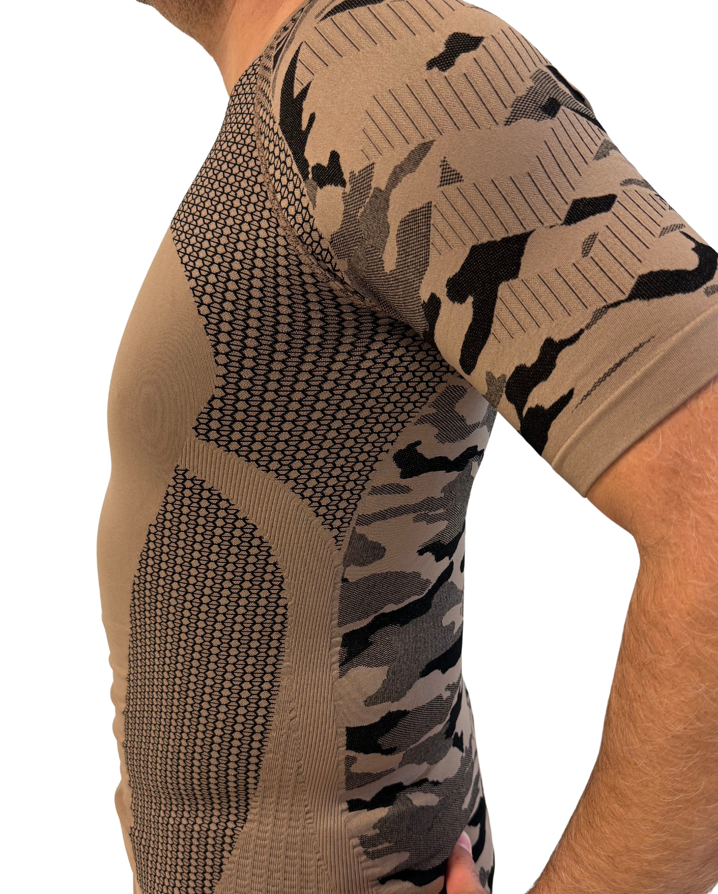 Bellissima: Maglia TERMICA invernale traspirante in tessuto tecnico Dryarn Tan